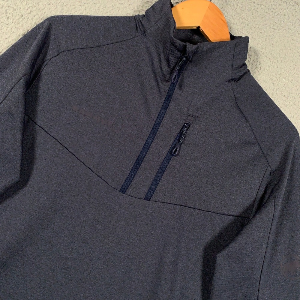 Mammut Sertig Half Zip Pullover Mens Small Blue Performance Hiking Athletic Top